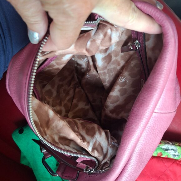 B Makowsky Purple Leather Shoulder Bag - Picture 4 of 5